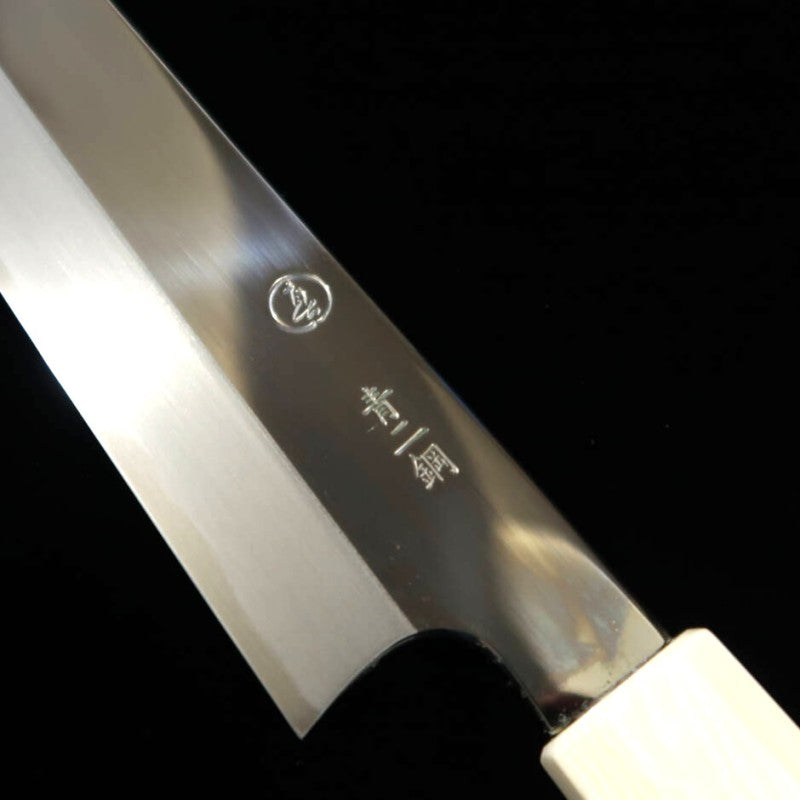 TADOKORO HAMONO Makotosaku miroir Aogami n°2 Kiritsuke Slicer manche custom turquoise (300 mm)