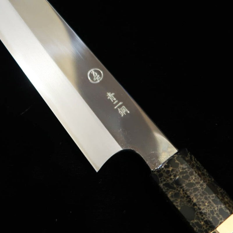 Sujihiki TADOKORO HAMONO Makoto Mirror Finish Aogami No. 2 Kiritsuke with Stabilized Wood Handle (300mm)