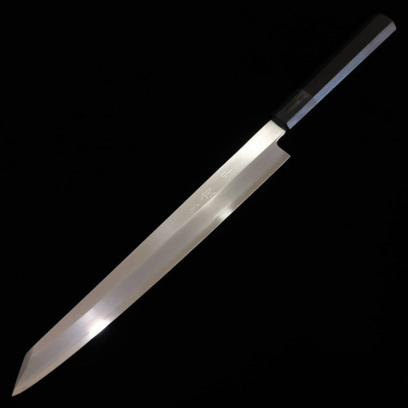 Miura Obidama Kiritsuke Yanagiba Acier Argent No.3 Manche octogonal en ébène pour gaucher (270/300 mm)