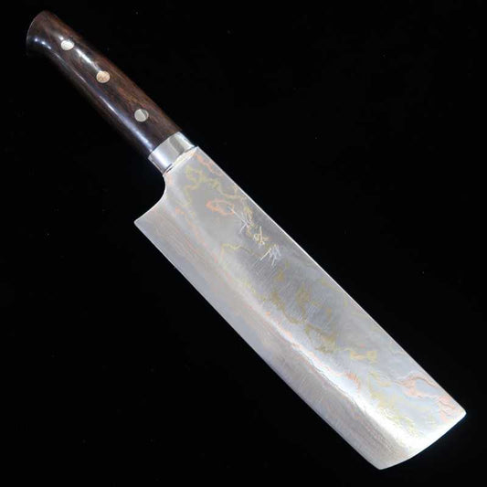 SAJI TAKESHI Nakiri Acero Azul nº 2 Rainbow Damasco Mango de Ironwood (165mm)