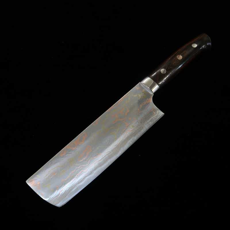 Saji Takeshi SAJI TAKESHI Nakiri Blue Paper n°2 Rainbow Damas Manche en bois de fer (165 mm)