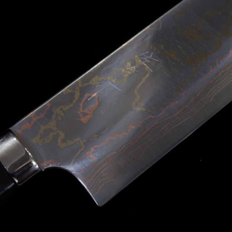 Saji Takeshi SAJI TAKESHI Nakiri Blue Paper n°2 Rainbow Damas Manche en bois de fer (165 mm)