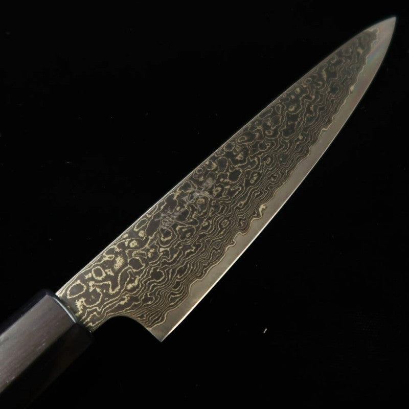 Kagekiyo KAGEKIYO ZA-18 damas noirci, manche octogonal en noyer, couteau d’office (150mm)