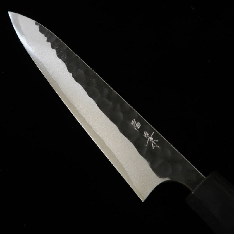 昌景 MASAKAGE 小石 - ペティ 青紙スーパー 鎚目 黒打ち 朴八角柄 (150mm)