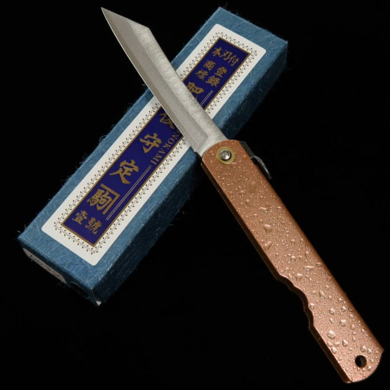 永尾かね駒製作所 HIGONOKAMI 肥後守 青紙割込 - 水飛沫 ‐ ピンク (72mm)