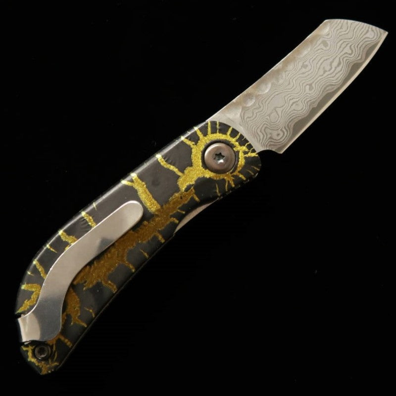 Canivete MCUSTA edição limitada Infinity 021 Energy Hammered Damascus (45mm)