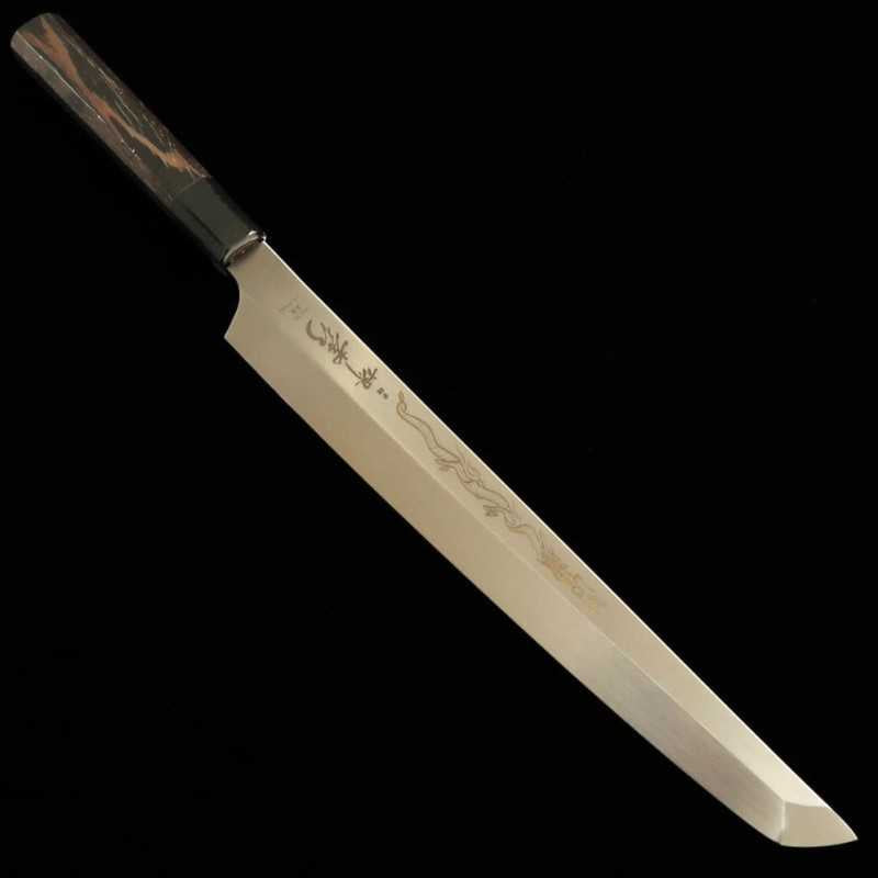 SAKAI TAKAYUKI Genbu VG10 monobloc, Tako-biki à bout arrondi, manche octogonal en wengé (300 mm)