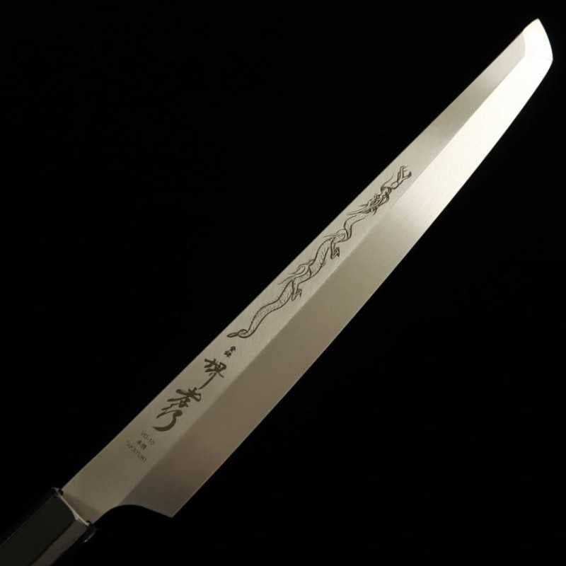 SAKAI TAKAYUKI Genbu VG10 monobloc, Tako-biki à bout arrondi, manche octogonal en wengé (300 mm)