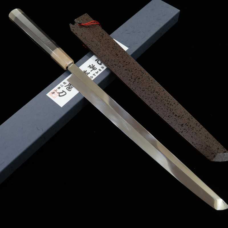 Sakimaru Takohiki SUISIN by Yoshikazu Ikeda Shirogami No. 1 Fully Mirror-Finish Lacquered Sheath Included Ebony Octagonal-shaped handle (300mm)