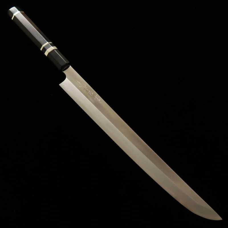 Tadokoro Hamono TADOKORO HAMONO Makoto Gin-san No.3 Takobiki bout rond Finition miroir Manche en ébène (300 mm)