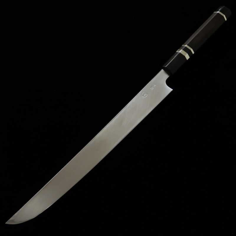 Tadokoro Hamono TADOKORO HAMONO Makoto Gin-san No.3 Takobiki bout rond Finition miroir Manche en ébène (300 mm)