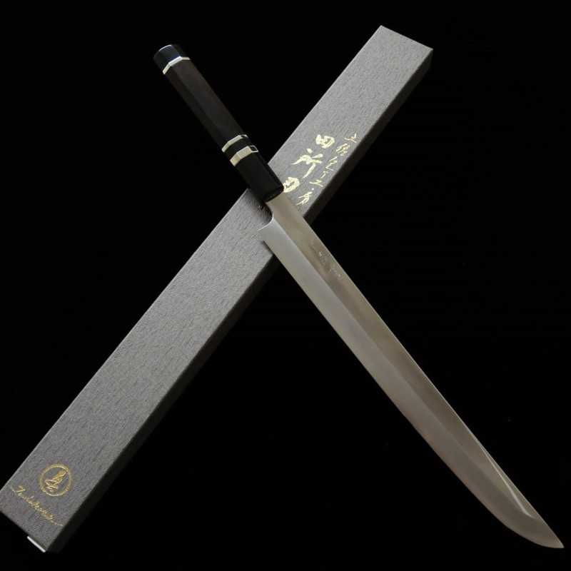 Tadokoro Hamono TADOKORO HAMONO Makoto Gin-san No.3 Takobiki bout rond Finition miroir Manche en ébène (300 mm)