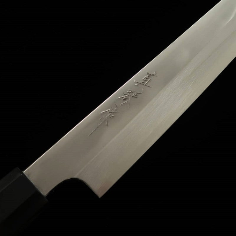 TADOKORO HAMONO Makoto miroir Gin-san n°3 Tako-biki bout arrondi manche ébène et argent (300 mm)