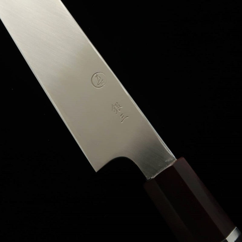 TADOKORO HAMONO Sakimaru Takohiki Makoto Ginsan Mirror Finish Ebony Handle and Red Ferrule (300mm)