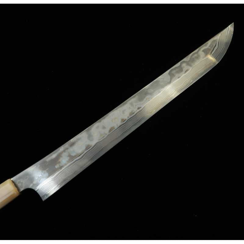 Nigara Hamono NIGARA Acier bleu n°2 × Acier blanc n°2 Coreless Damas Yanagiba bout arrondi Manche custom (300 mm)