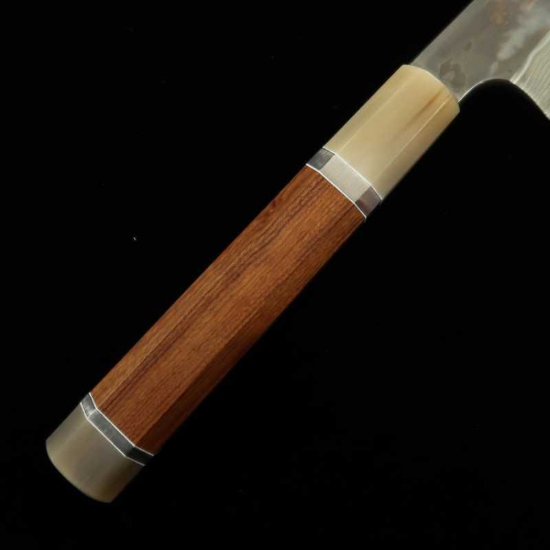 Nigara Hamono NIGARA Acier bleu n°2 × Acier blanc n°2 Coreless Damas Yanagiba bout arrondi Manche custom (300 mm)