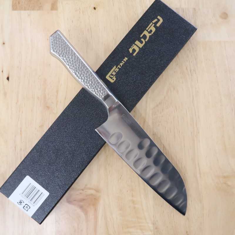 GLESTAIN M-type, manche tout inox, Santoku (170mm)