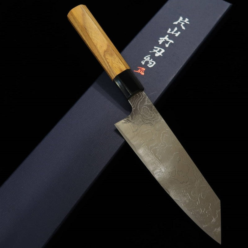 Yuta Katayama VG10 Damas nickel finition oxydée Bunka manche octogonal en orme (165 mm)