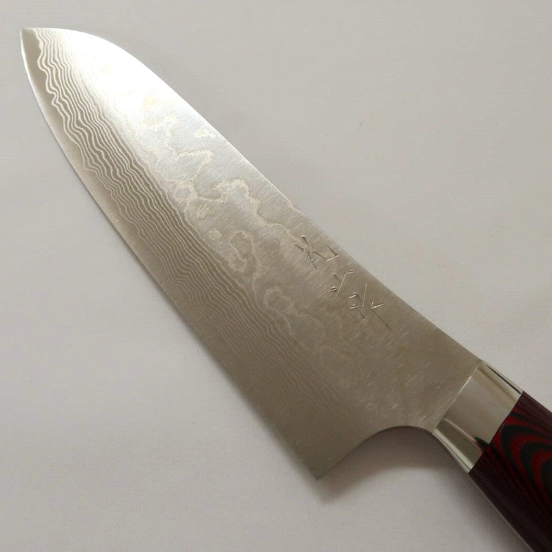 Santoku Yuta Katayama "Akatsuki" SG2 Damasco cabo em Micarta (180mm)