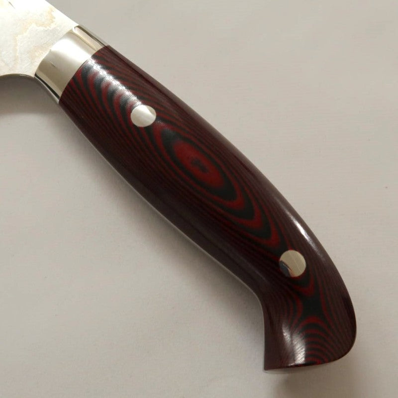 Santoku Yuta Katayama "Akatsuki" SG2 Damasco cabo em Micarta (180mm)