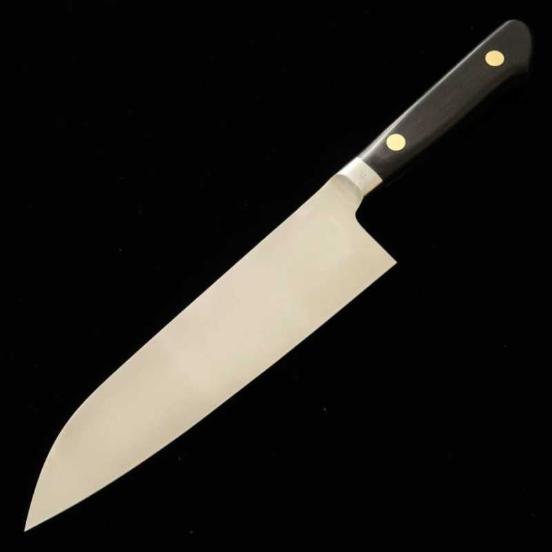 Santoku MISONO EU Carbon Engraved Knife with Black Plywood Handle (180mm)