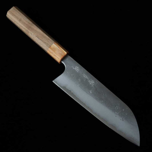 Santoku MIURA Aogami nº2 Nashiji Mango octogonal de nogal (165mm)