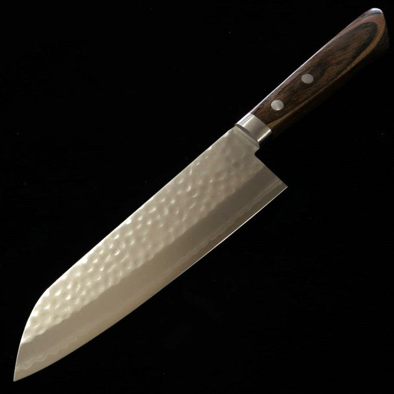 Miura Santoku Kokuryu VG10 Hammered Damascus Brown Ash Handle (170mm)