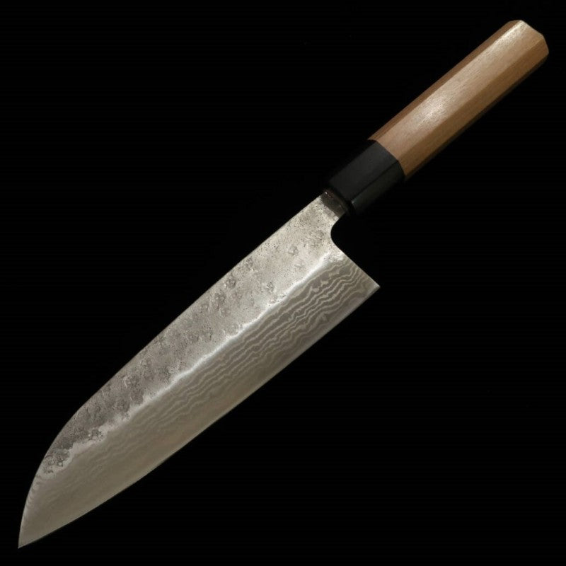 三浦 MIURA 三徳 440C 梨地 ダマスカス 桜八角柄 (165mm)