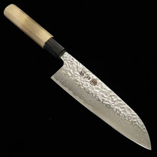 MIURA Santoku AUS10, Damas martelé, manche en magnolia octogonal (165 mm)