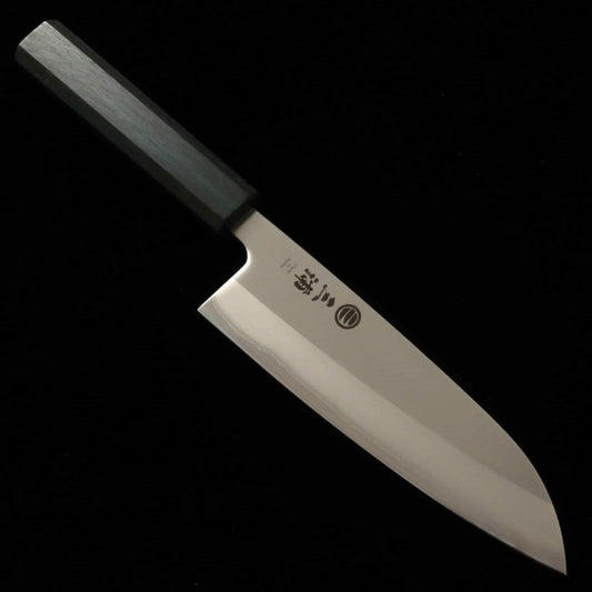 MIURA Santoku Shirogami No. 1 blue oak handle (165mm)