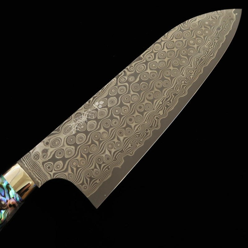 Santoku NIGARA SG2 Black damasco Cabo de madrepérola (180mm)