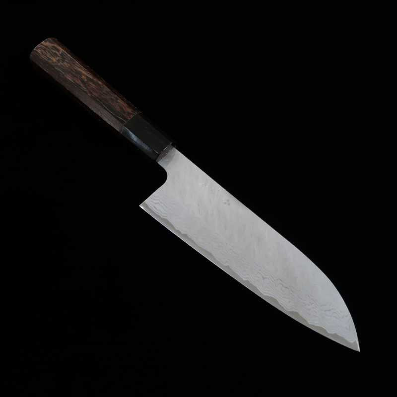 NIGARA Hamono Forge VG10 Damas martelé, Santoku, manche en wengé (180 mm)