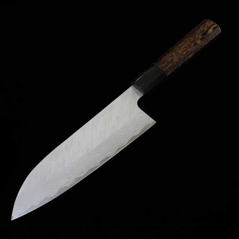 NIGARA Hamono Forge VG10 Damas martelé, Santoku, manche en wengé (180 mm)