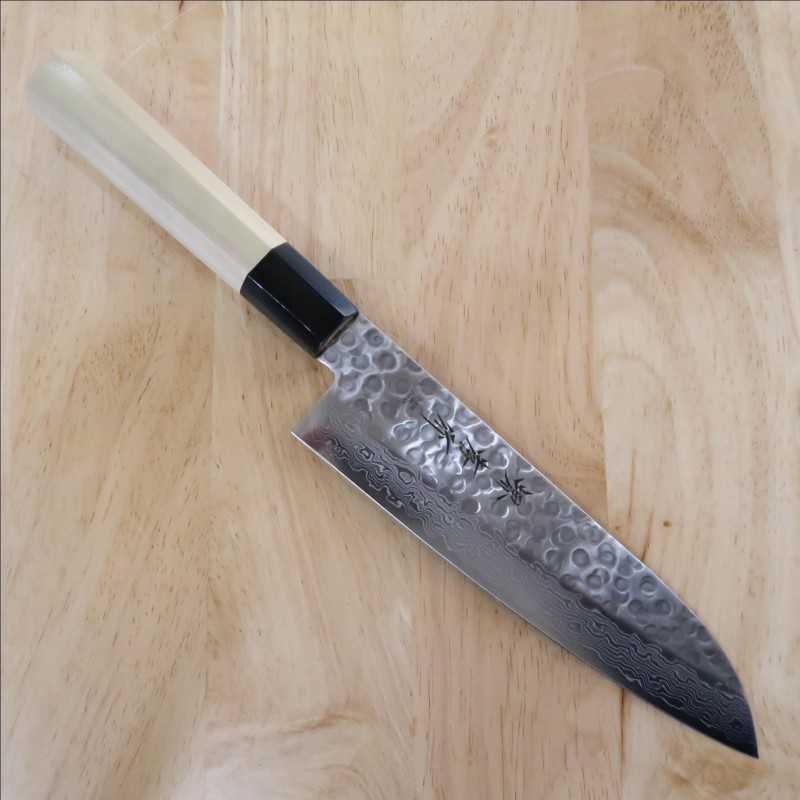 Santoku SAKAI TAKAYUKI 45-ply Damascus with hexagonal semi-circular handle (180mm)