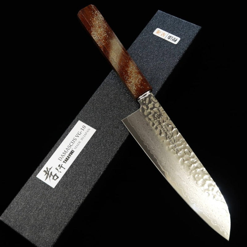 Santoku Sakai Takayuki inox VG10 Damasco Martelado (170mm)