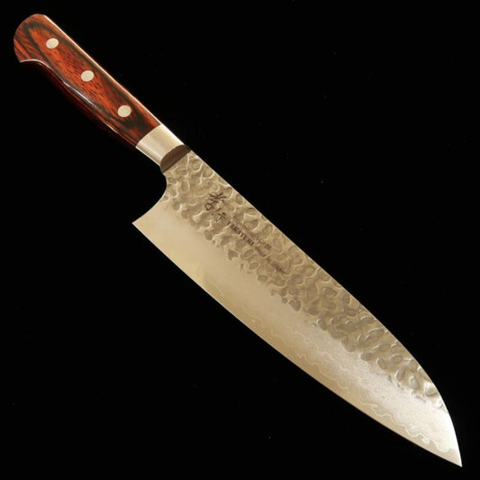 Sakai Takayuki Santoku VG10 33 camadas Damasco, martelado, cabo de mogno (180mm)