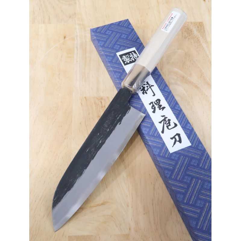 SUISIN Santoku Kenji Togashi's Kurouchi Series White Steel No.2 (180mm)