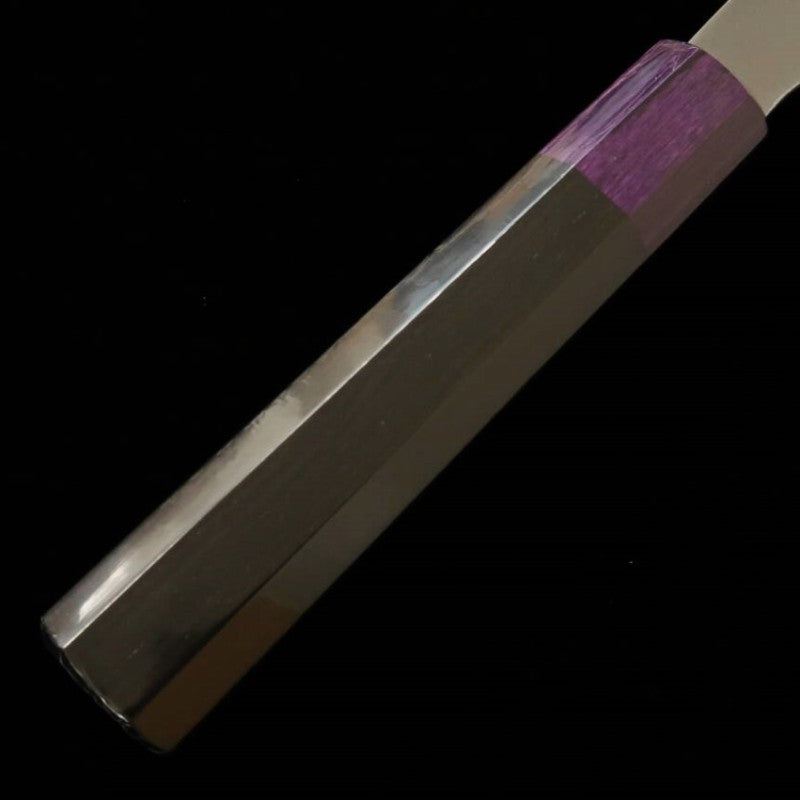 Santoku SUISIN Densho Shirogami No. 1 with ebony handle and color variations with magnolia sheath (180mm) Color: Navy