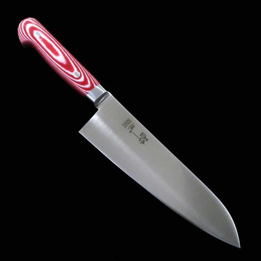 Santoku SUISIN INOX PREMIUM mango de micarta rojo/blanco (180mm)