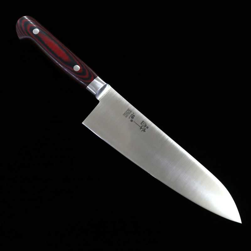 SUISIN INOX PREMIUM Santoku manche en micarta rouge/noir (180 mm)