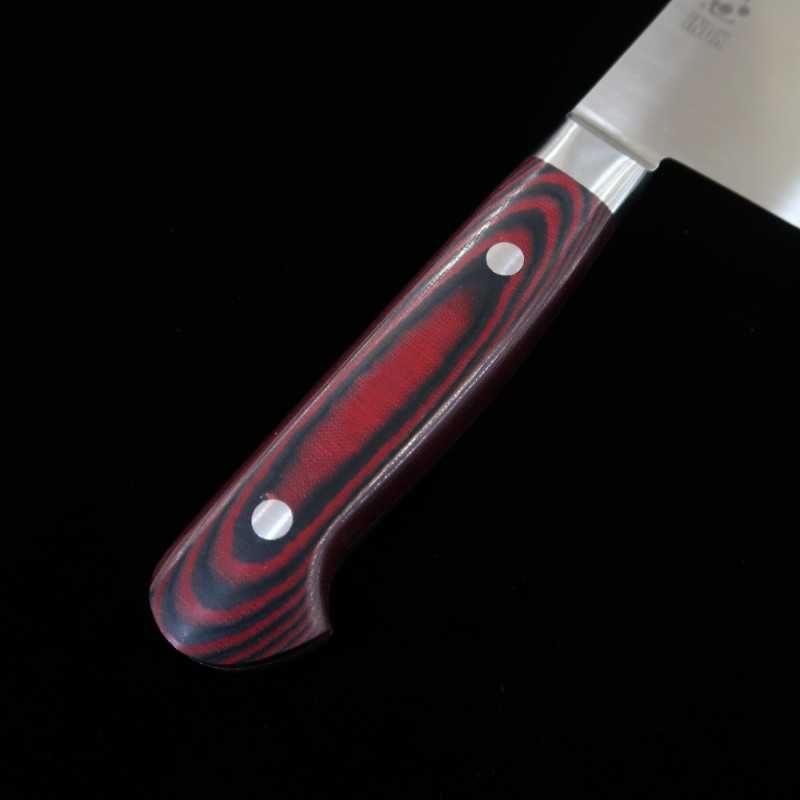 SUISIN INOX PREMIUM Santoku manche en micarta rouge/noir (180 mm)