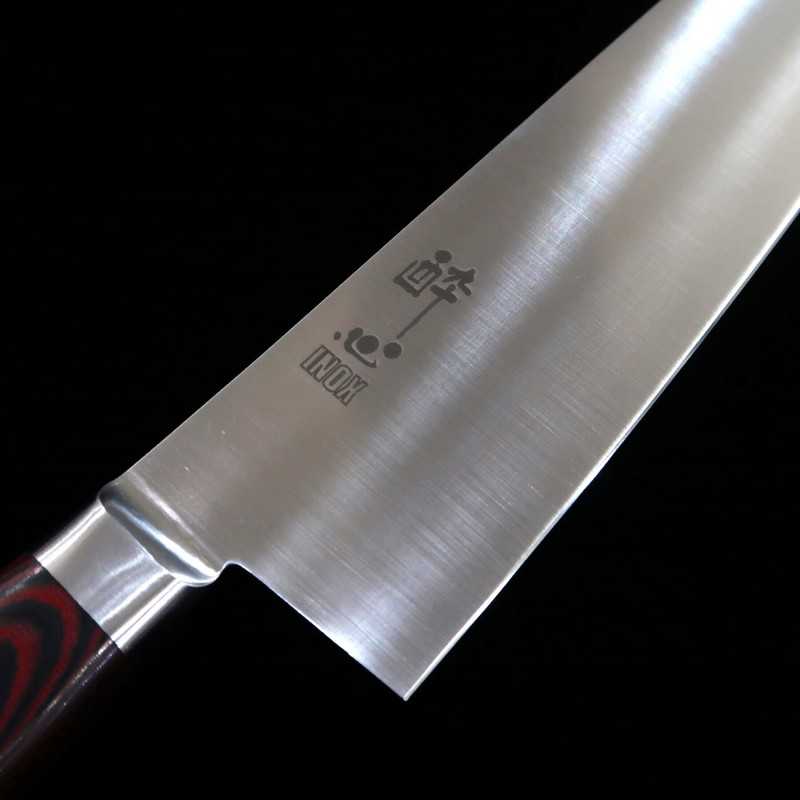 SUISIN INOX PREMIUM Santoku manche en micarta rouge/noir (180 mm)
