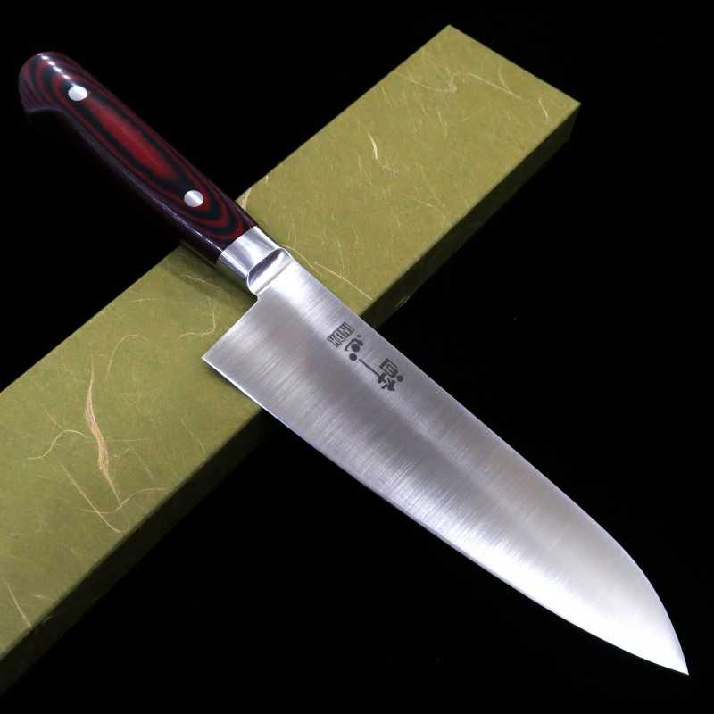 SUISIN INOX PREMIUM Santoku manche en micarta rouge/noir (180 mm)