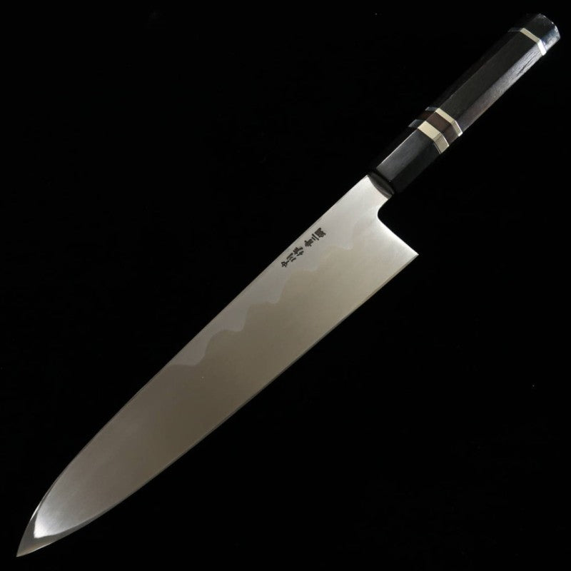 三浦佩 MiuraObidama 片刃牛刀 青紙二号 黒檀銀巻柄 (240mm)