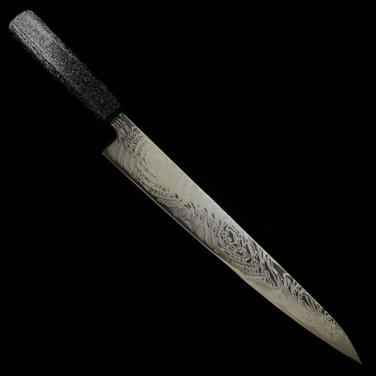 MIURA Sujihiki Uzunami SLD inox, manche personnalisé laqué urushi (240 mm)