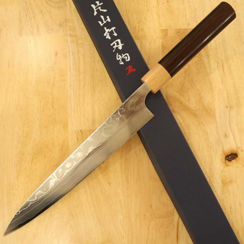 Sujihiki Yuta Katayama VG10 Damascus Polished Finish Rosewood Chestnut Handle (240/270mm)