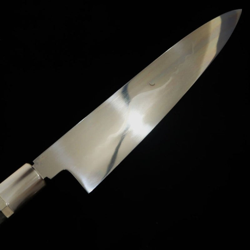 Gyuto SUISIN Fuji mizu Honyaki Shirogami No. 1 Bainha laqueada polida Bolsa Nishiki Caixa em Madeira Ikeda Miwa (270mm)
