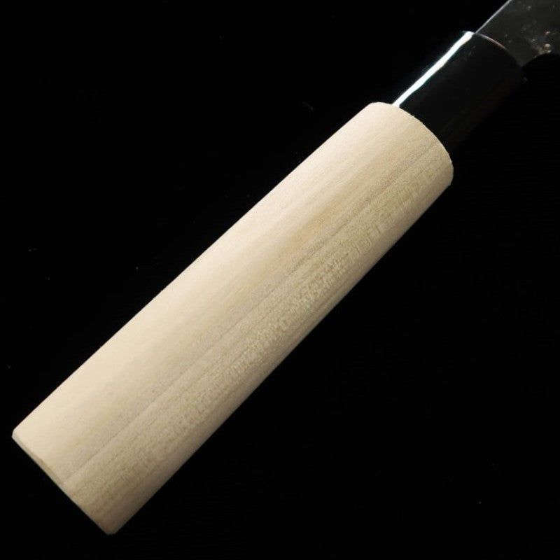 MIURA Wide Nakiri (Mochi-kiri) White Steel No.2 Kurouchi Magnolia Handle with ategi (185mm)