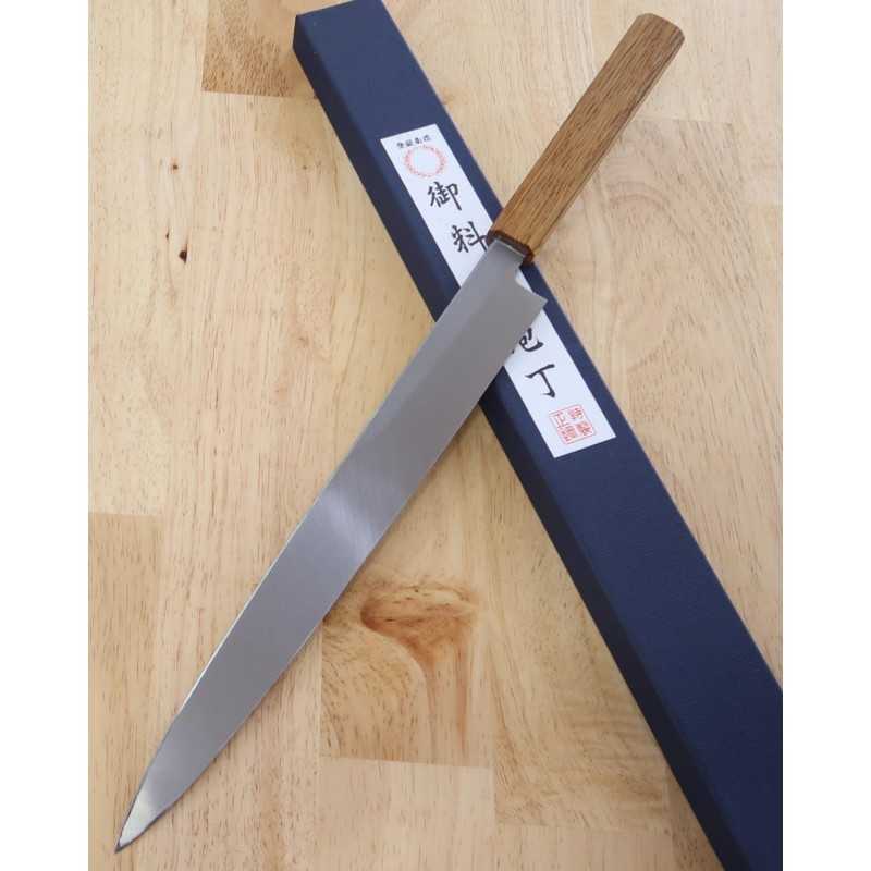 Yanagiba MIURA Premium, Shirogami No. 2, Oak with Octagonal Lacquered Handle (210-300mm)
