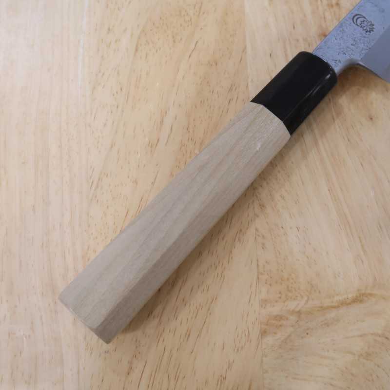 Sakai Kikumori SAKAI KIKUMORI Kikugetsu Nashiji Acier blanc n°2 Yanagiba Manche octogonal en magnolia (270/300mm)